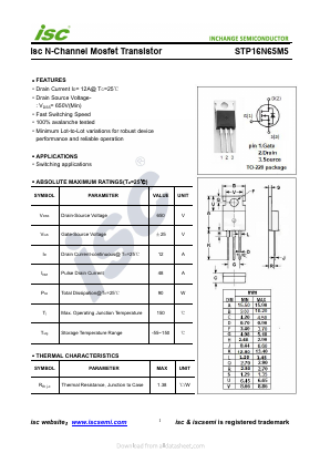 STP16N65M5 Datasheet PDF Inchange Semiconductor