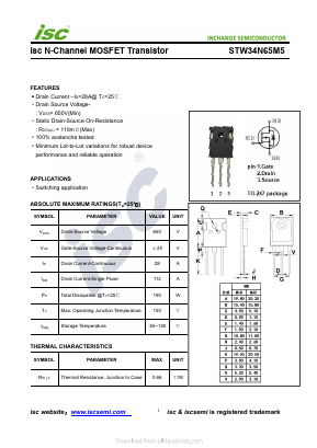 STW34N65M5 Datasheet PDF Inchange Semiconductor