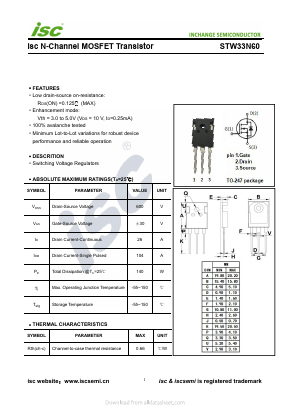 STW33N60 Datasheet PDF Inchange Semiconductor
