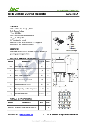 AOD4184A Datasheet PDF Inchange Semiconductor
