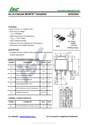 AOD2544 Datasheet PDF Inchange Semiconductor