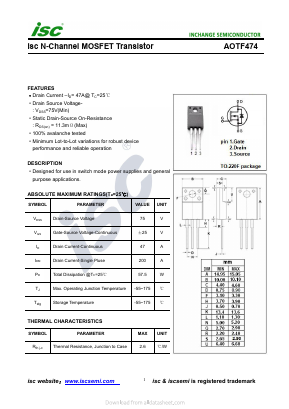 AOTF474 Datasheet PDF Inchange Semiconductor