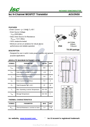 AOU3N50 Datasheet PDF Inchange Semiconductor