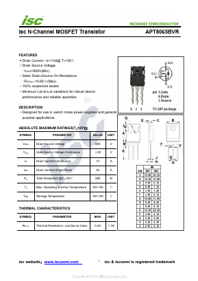 APT8065BVR Datasheet PDF Inchange Semiconductor