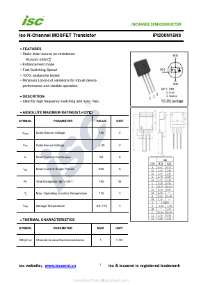 IPI200N15N3 Datasheet PDF Inchange Semiconductor