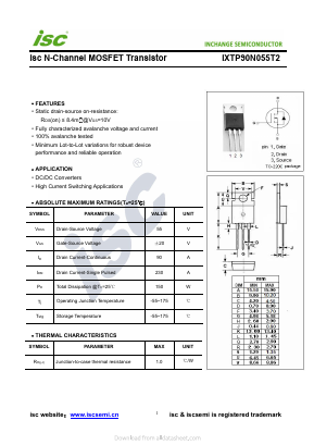 IXTP90N055T2 Datasheet PDF Inchange Semiconductor