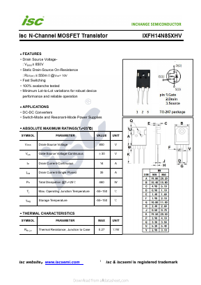 IXFH14N85XHV Datasheet PDF Inchange Semiconductor