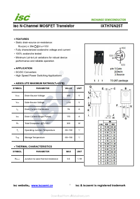IXTH76N25T Datasheet PDF Inchange Semiconductor