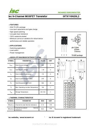 IXTX110N20L2 Datasheet PDF Inchange Semiconductor