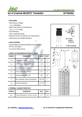 IXTH6N80 Datasheet PDF Inchange Semiconductor