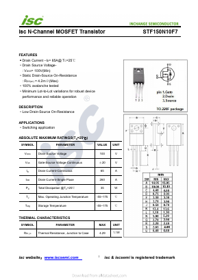 STF150N10F7 Datasheet PDF Inchange Semiconductor