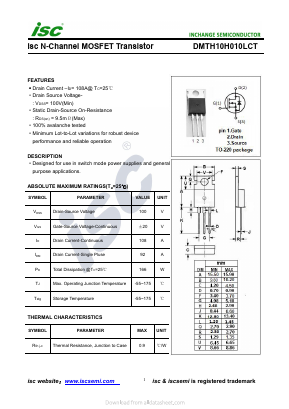 DMTH10H010LCT Datasheet PDF Inchange Semiconductor
