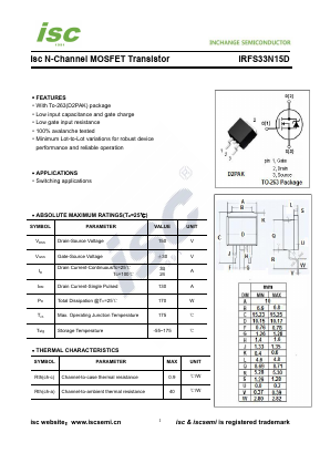 IRFS33N15D Datasheet PDF Inchange Semiconductor