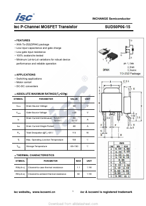 SUD50P06-15 Datasheet PDF Inchange Semiconductor