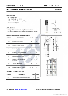 BD134 Datasheet PDF Inchange Semiconductor
