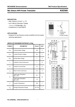 KSD568 Datasheet PDF Inchange Semiconductor