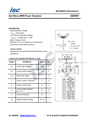 2SD957 Datasheet PDF Inchange Semiconductor