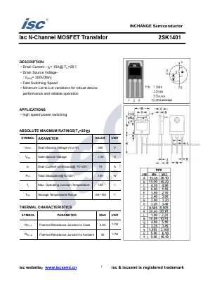 2SK1401 Datasheet PDF Inchange Semiconductor