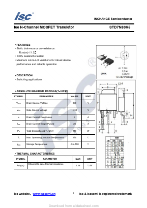 STD7N80K5 Datasheet PDF Inchange Semiconductor