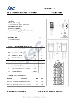 FDPF51N25 Datasheet PDF Inchange Semiconductor
