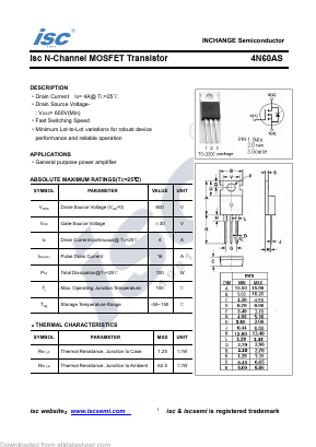 4N60AS Datasheet PDF Inchange Semiconductor