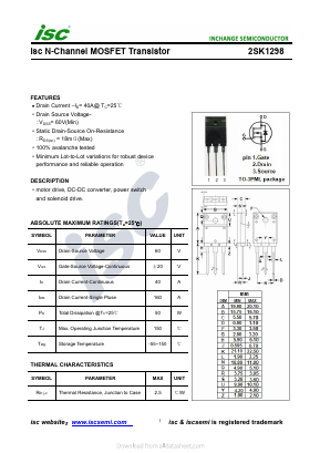 K1298 Datasheet PDF Inchange Semiconductor