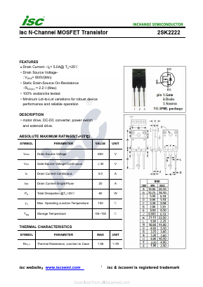 2SK2222 Datasheet PDF Inchange Semiconductor