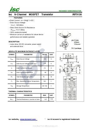 IRF9130 Datasheet PDF Inchange Semiconductor