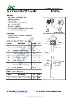 IRFU014A Datasheet PDF Inchange Semiconductor