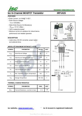 IRFU025 Datasheet PDF Inchange Semiconductor