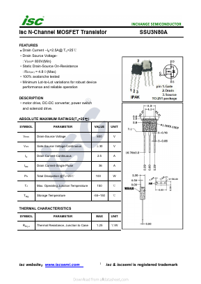 SSU3N80A Datasheet PDF Inchange Semiconductor