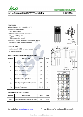 2SK1756 Datasheet PDF Inchange Semiconductor