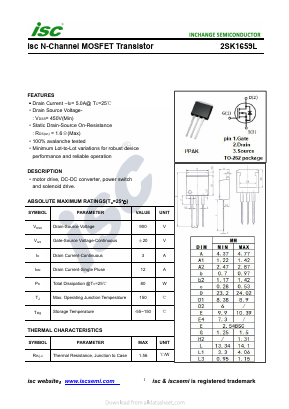 2SK1659L Datasheet PDF Inchange Semiconductor