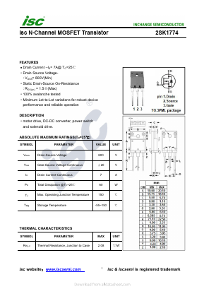 2SK1774 Datasheet PDF Inchange Semiconductor