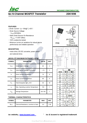K1898 Datasheet PDF Inchange Semiconductor