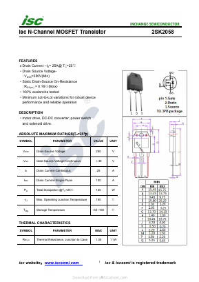 2SK2058 Datasheet PDF Inchange Semiconductor