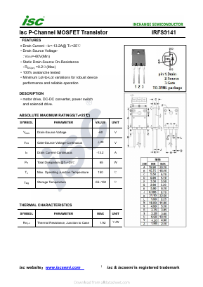 IRFS9141 Datasheet PDF Inchange Semiconductor