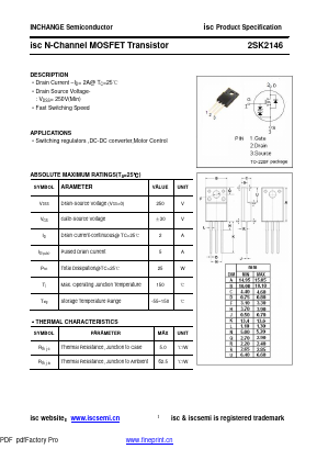 K2146 Datasheet PDF Inchange Semiconductor