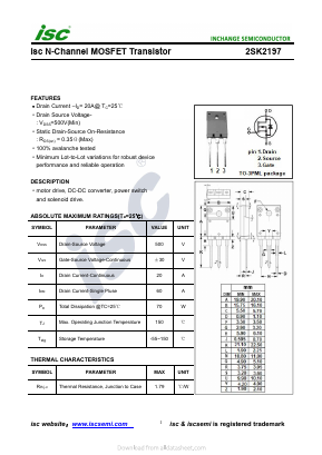 K2197 Datasheet PDF Inchange Semiconductor
