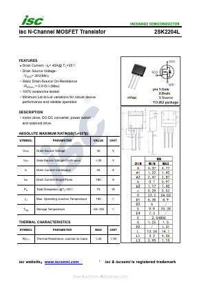 2SK2204L Datasheet PDF Inchange Semiconductor