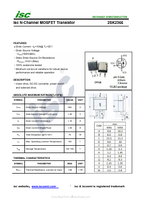K2366 Datasheet PDF Inchange Semiconductor