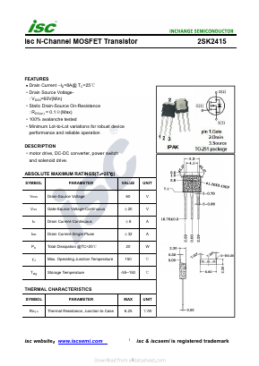 K2415 Datasheet PDF Inchange Semiconductor