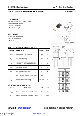 2SK2417 Datasheet PDF Inchange Semiconductor