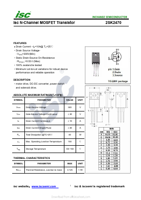 K2470 Datasheet PDF Inchange Semiconductor
