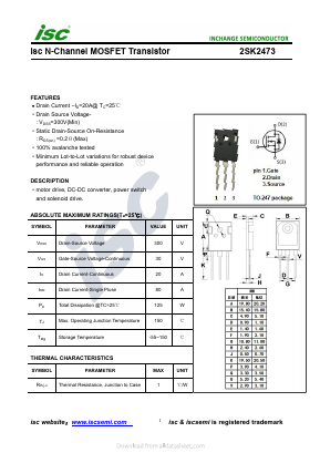 2SK2473 Datasheet PDF Inchange Semiconductor