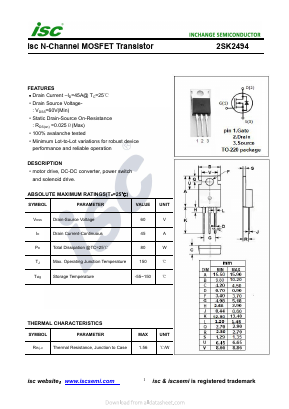 2SK2494 Datasheet PDF Inchange Semiconductor