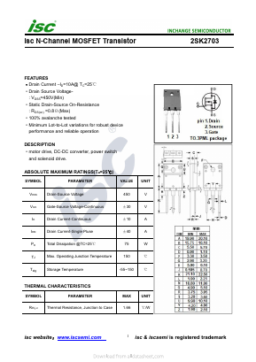 K2703 Datasheet PDF Inchange Semiconductor