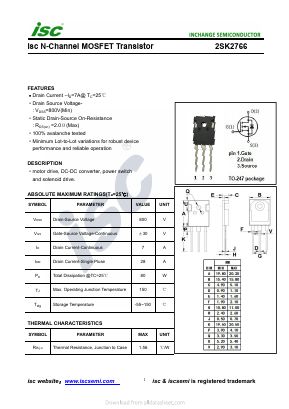 K2766 Datasheet PDF Inchange Semiconductor