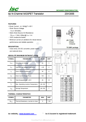 K3055 Datasheet PDF Inchange Semiconductor