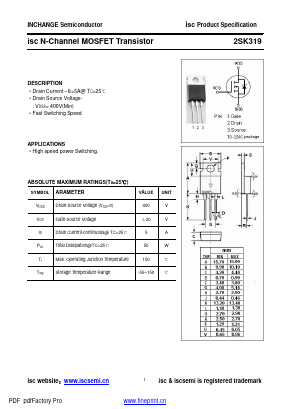 2SK319 Datasheet PDF Inchange Semiconductor